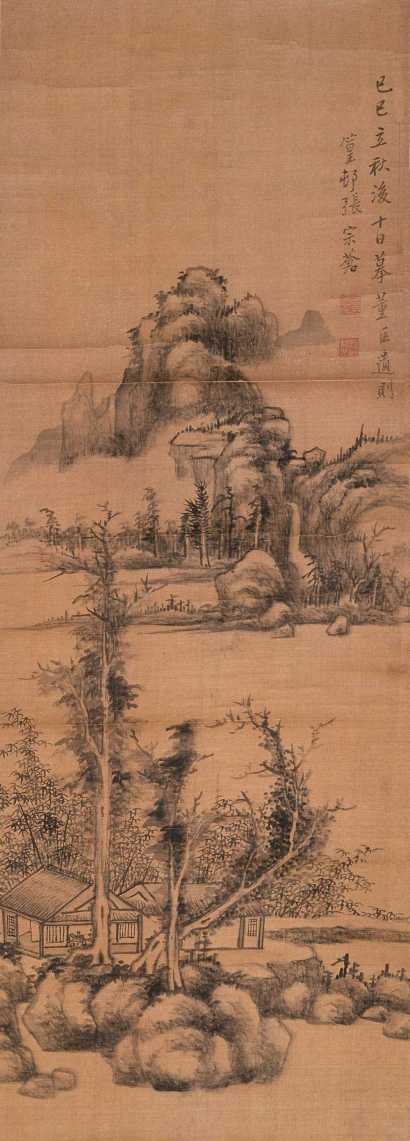 张宗苍 己巳（1749年）作 拟董巨山水 立轴
